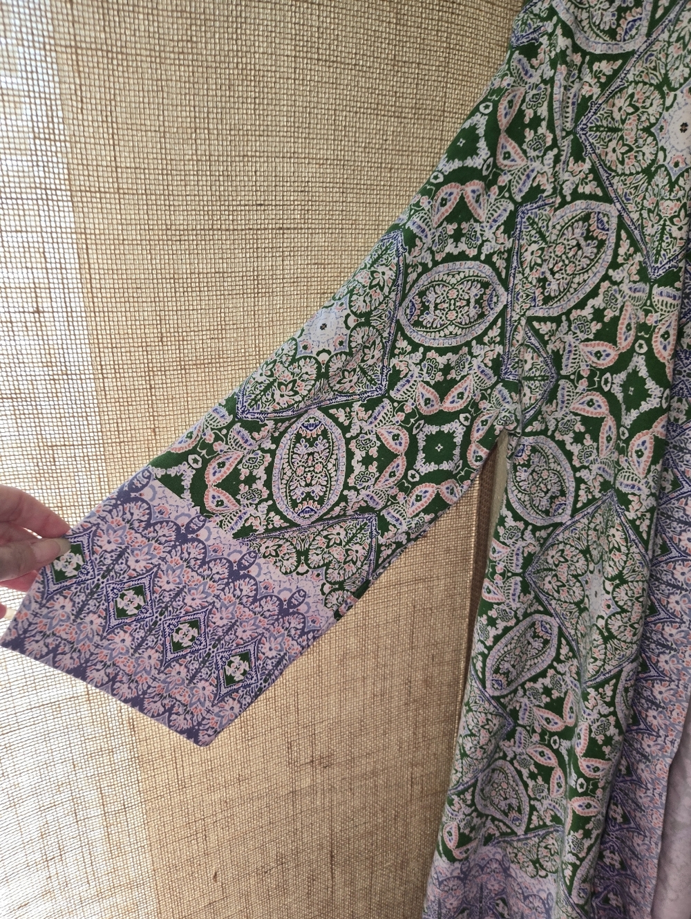 Isaac Mizrahi Live Green and Blue Patterned Open Cardigan 3/4 Sleeve Large - Picture 7 of 12
